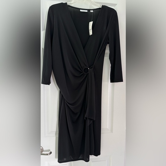 New York & Company Black Wrap Dress - Size M - Picture 1 of 4